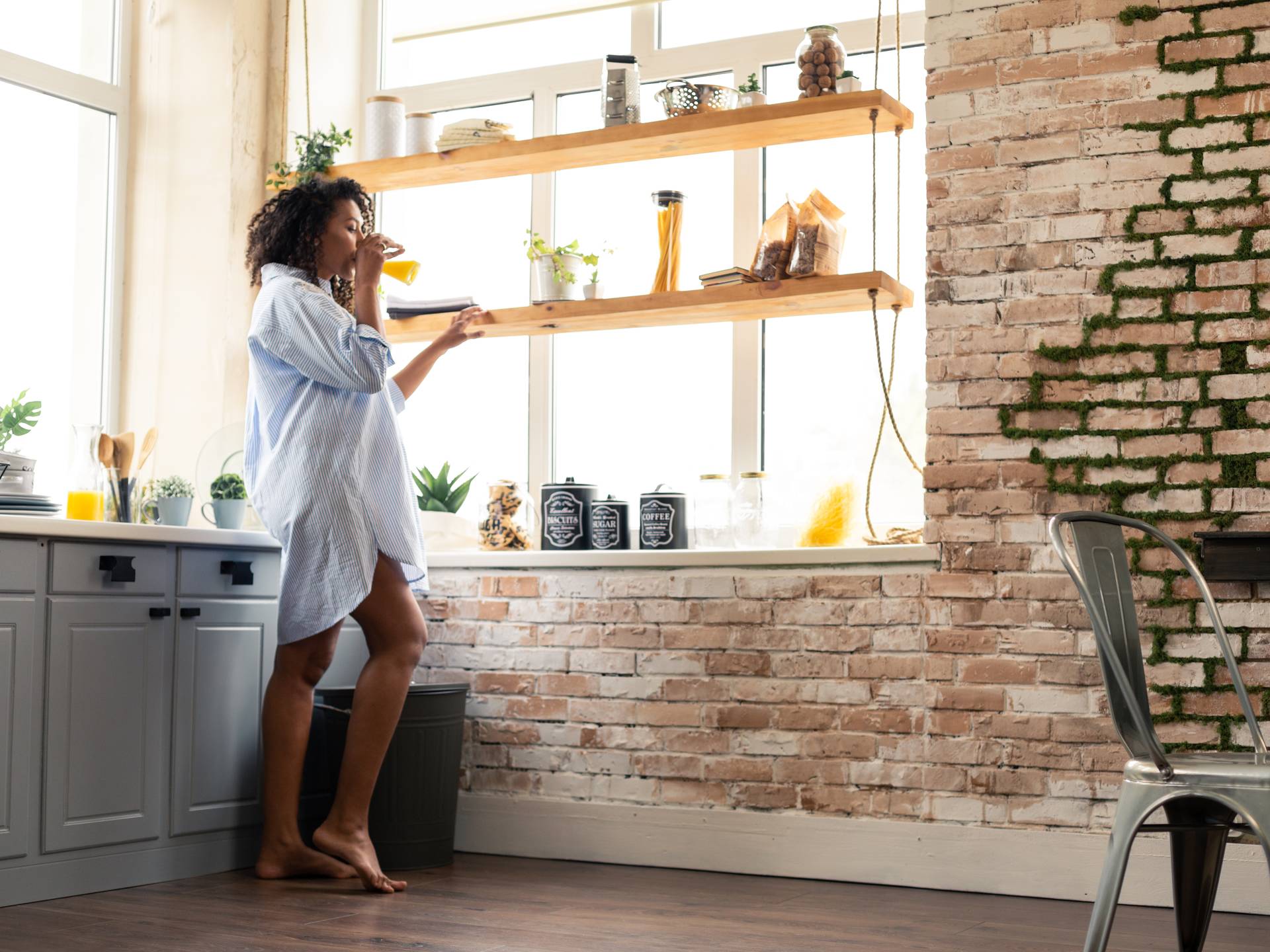 cozy kitchen black woman